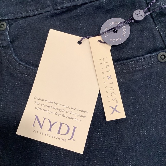 NYDJ PETITE Cool Embrace Capri Double Snap Side Slit Dark Rinse 3LM05.10 - Picture 9 of 12